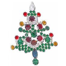 Colorful Flowers Shaped Rhinestone Christmas Tree Pin Brooch For The Holidays